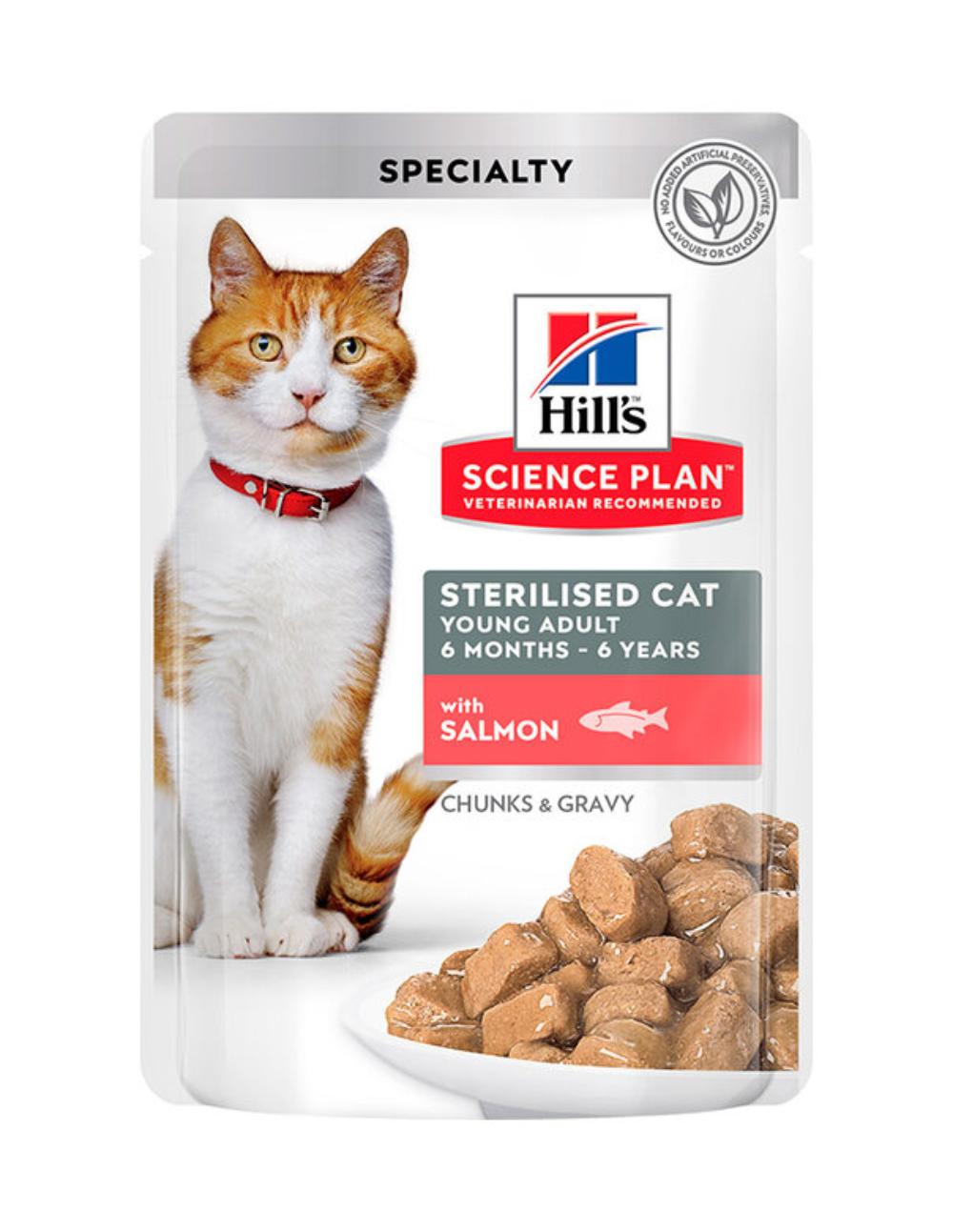 paratumascota.shop - Gatos - Alimentacin - HILL'S SCIENCE PLAN STERILIZED YOUNG ADULT SALMN SOBRE PARA GATOS - Foto 1