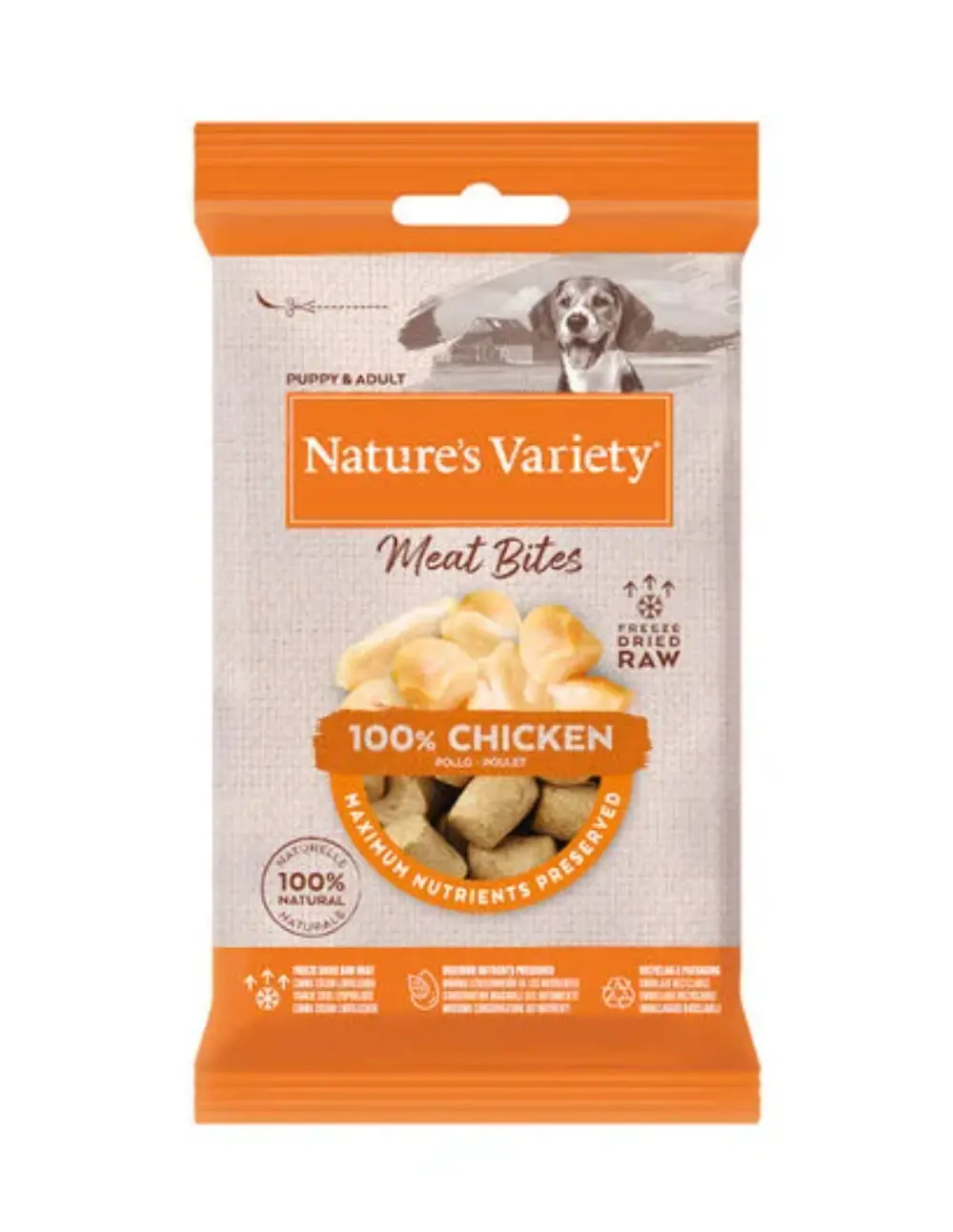 paratumascota.shop - Perros - Alimentacin - NATURE'S VARIETY BOCADITOS MEAT BITES POLLO LIOFILIZADO PARA PERROS 20GR - Foto 1